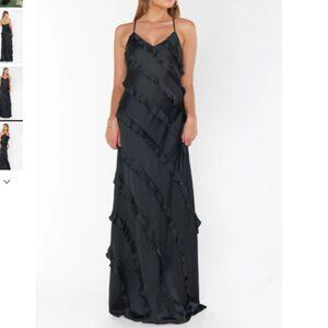 Show me your mumu Romance Ruffle Dress black satin